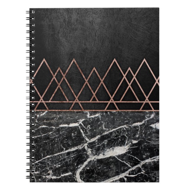 Caderno Espiral Triângulos Dourados cor-de-rosa elegantes & (Frente)