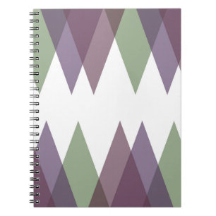 Caderno Espiral Triângulos malva e verdes