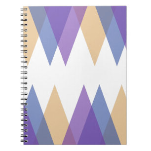Caderno Espiral Triângulos roxos, azuis e amarelos