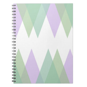 Caderno Espiral Triângulos verdes e liláticos