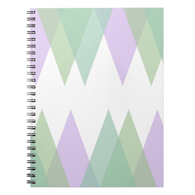 Caderno Espiral Triângulos verdes e liláticos (Frente)