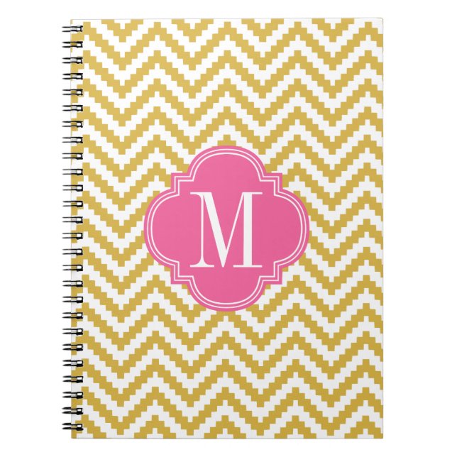 Caderno Espiral Tribal asteca bege Dourado de Chevron (Frente)