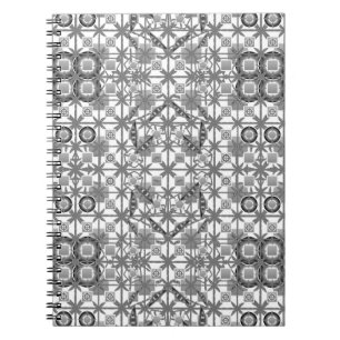Caderno Espiral Tribal Batik - cinzas / cinzas, preto e branco