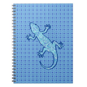 Caderno Espiral Tribal batik Gecko - pasta azul denim