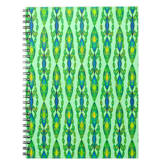Caderno Espiral Tribal Batik - Mint, Emerald Green e Blue (Frente)
