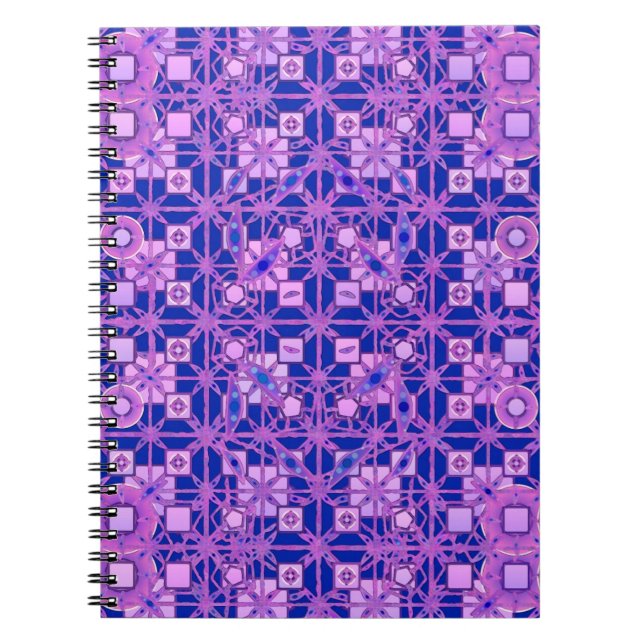 Caderno Espiral Tribal Batik - tons roxos (Frente)