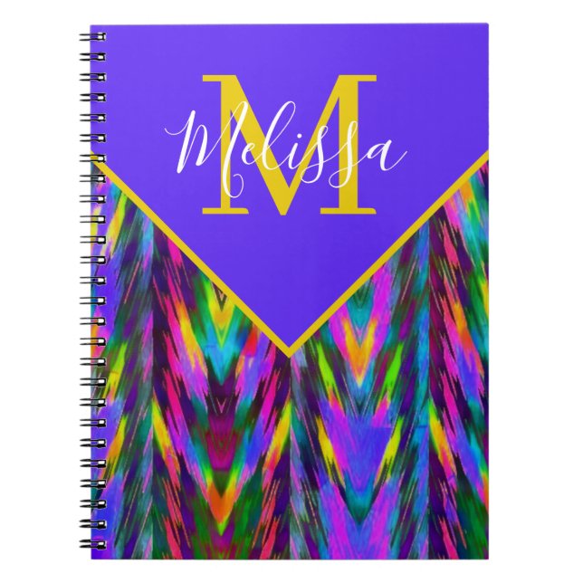 Caderno Espiral Tribal Chevron brilhante personalizado (Frente)