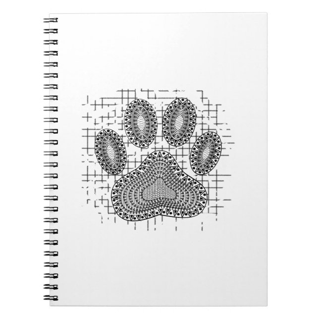 Caderno Espiral Tribal Dog Paw Imprimida Em Fundo Distinto (Frente)