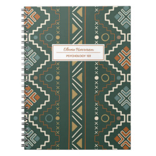 Caderno Espiral Tribal Mudcloth Aztec Nome e Assunto