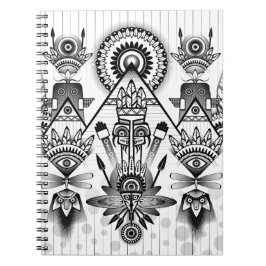 Caderno Espiral Tribal Nativo abstrato