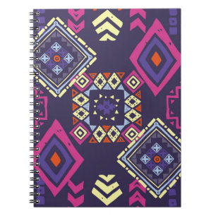 Caderno Espiral Tribal, origem geométrica primitiva.