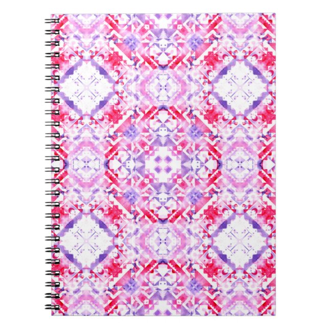 Caderno Espiral Tribal seamless pattern. Hand-painted grunge water (Frente)