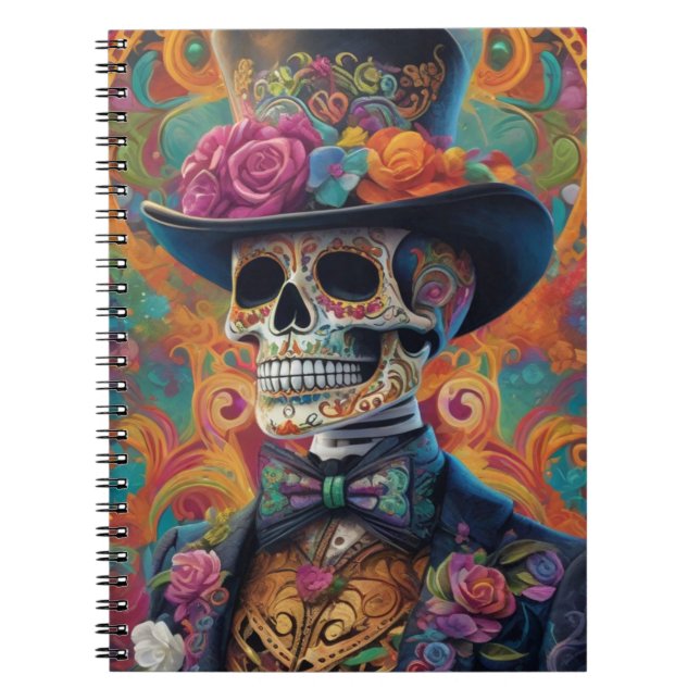 Caderno Espiral Tributo Festivo Calaveras: Esplendor Do Crânio Do  (Frente)
