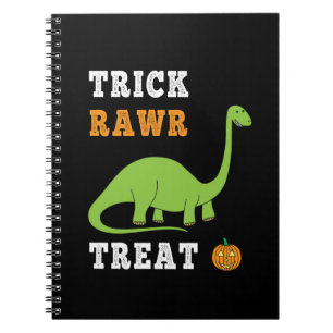 Caderno Espiral Trick Rawr Treat Cute Halloween Brontosaurus Dino