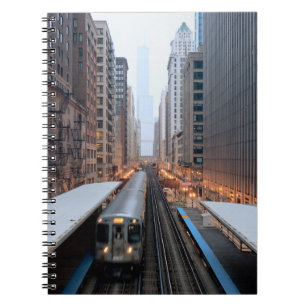 Caderno Espiral Trilho elevado em Chicago do centro sobre Wabash
