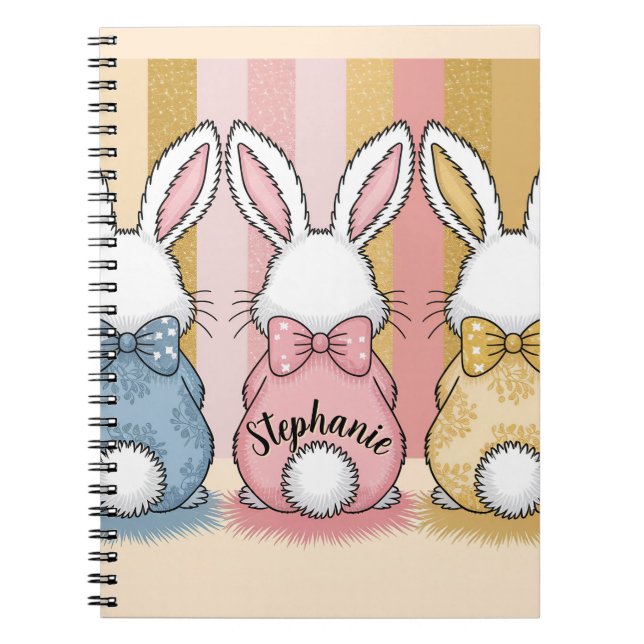 Caderno Espiral Trio de Coelhos 3, Nome Personalizado (Frente)