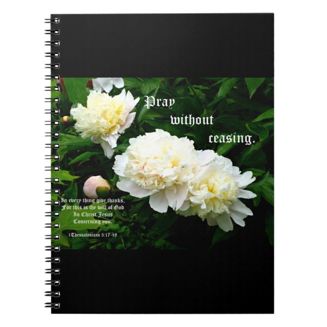 Caderno Espiral Trio de Pedra Branca, 1 Salónica 5:17-18 (Frente)