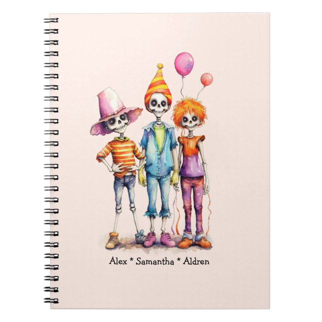 Caderno Espiral Trio Zombie Pastel Adorável - Halloween Bonito (3) (Frente)