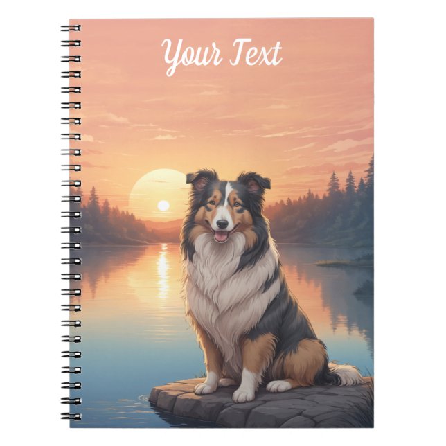 Caderno Espiral Triplo Collie por lago (Frente)