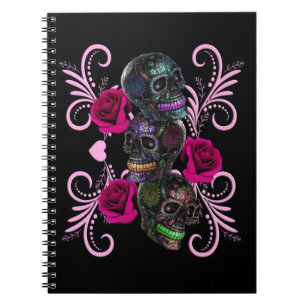 Caderno Espiral Triplo Dia Negro Dos Cascos Mortos Rosas Rosa