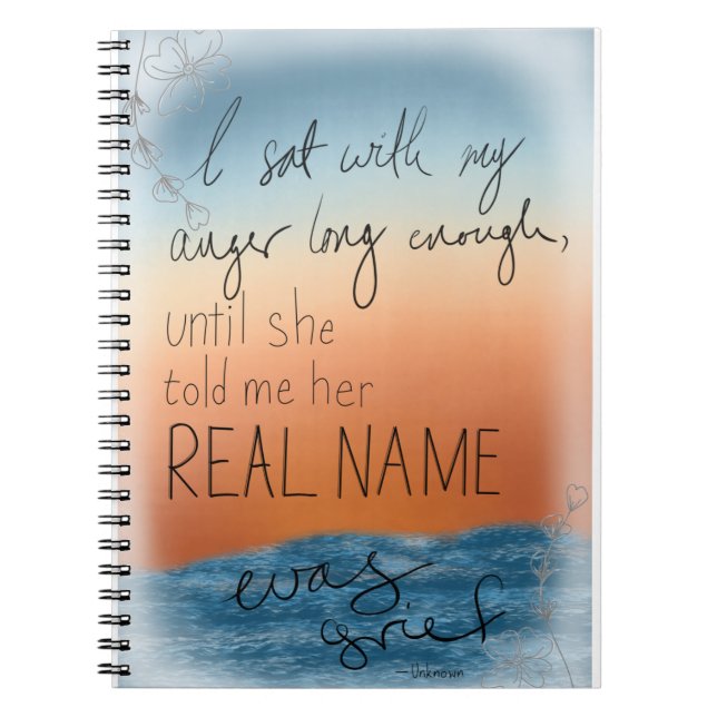 Caderno Espiral Tristeza e raiva - Impressão Floral (Frente)