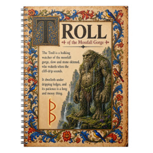Caderno Espiral Troll, Arte de Bestiário Medieval