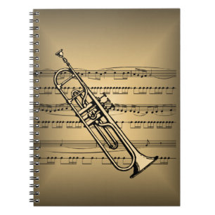 Caderno Espiral Trombeta com fundo da partitura