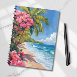 Caderno Espiral Tropical Beach Paradise | Ocean Painting