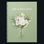 Caderno Espiral Tropical Blush Pink White Hibiscus Flowers<br><div class="desc">Tropical Blush Pink White Hibiscus Flowers</div>