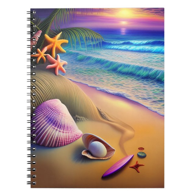 Caderno Espiral Tropical Fantasy Beach Sunset (Frente)