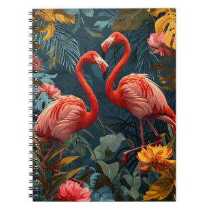 Caderno Espiral Tropical Flamingo Paradise: Vintage Postcard