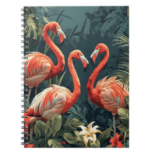 Caderno Espiral Tropical Flamingo Paradise: Vintage Postcard