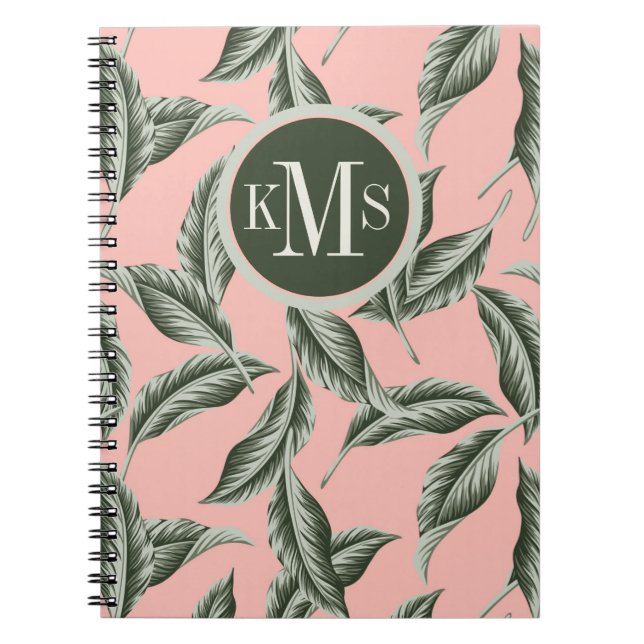 Caderno Espiral Tropical Garden Leaves Pattern (Frente)