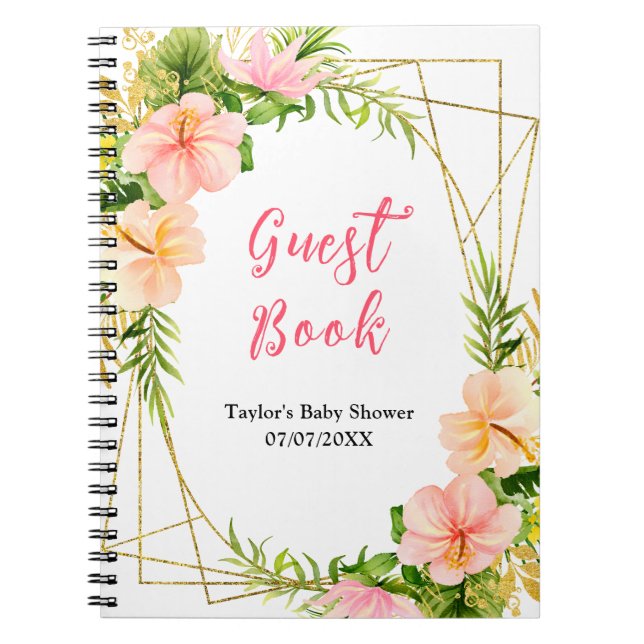 Caderno Espiral Tropical Jungle Floral Baby Shower Guest Book (Frente)