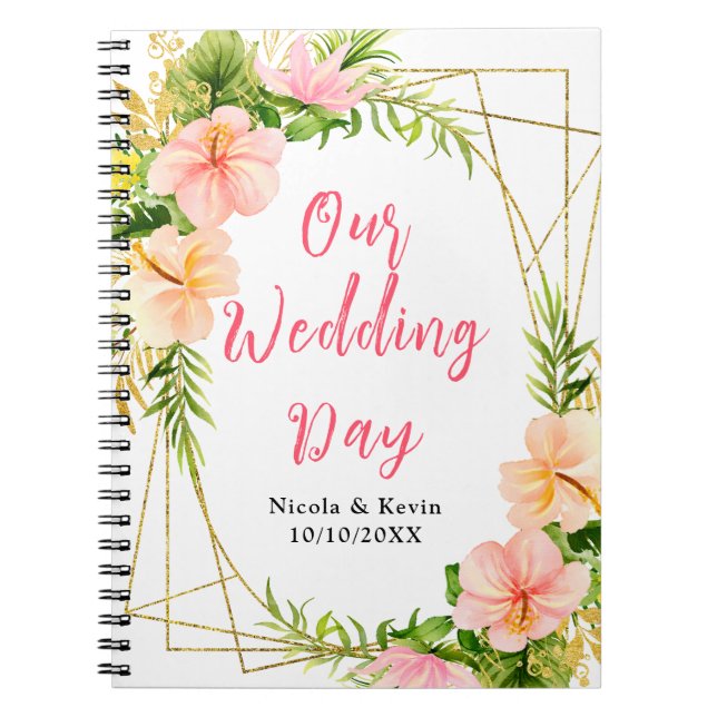 Caderno Espiral Tropical Jungle Floral Wedding Planner (Frente)