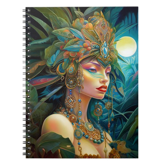 Caderno Espiral Tropical Lady Fantasy Art (Frente)
