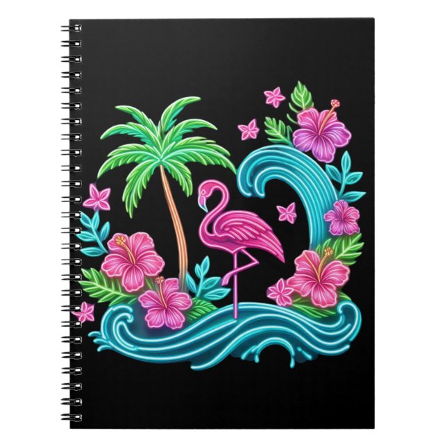 Caderno Espiral Tropical Neon Flamingo (Frente)