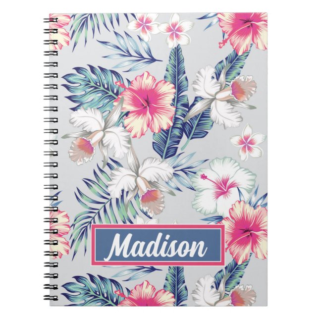 Caderno Espiral Tropical Orchid Floral Pattern (Frente)