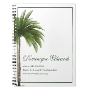 Caderno Espiral Tropical Palm Tree Green Na moda Professional