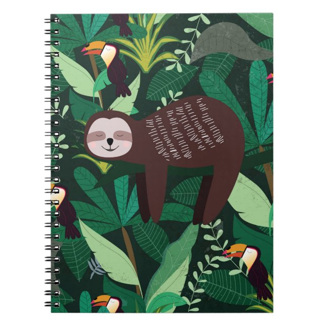 Caderno Espiral Tropical Sloth: Cartoon sem Perigo (Frente)