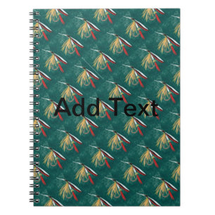 Caderno Espiral "Trout Fin" Trout Voo molhado com mosca em verde