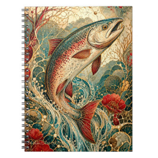 Caderno Espiral Trout Splash Floral Art Nouveau
