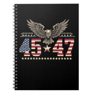 Caderno Espiral Trump 45 47 Bandeira Águia Americana EUA Vintage