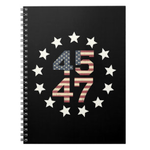 Caderno Espiral Trump 45 47 Estrelas Bandeira Americana Vintage EU