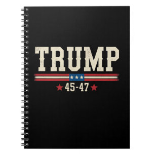 Caderno Espiral Trump 45 47 EUA Flag Retro Vintage