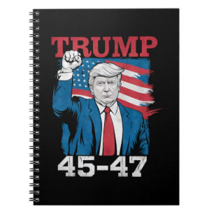 Caderno Espiral Trump 45 47 Vintage Retro Bandeira Americana EUA