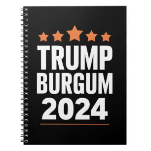 Caderno Espiral Trump Burgum para Presidente 2024 Eleição EUA