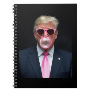 Caderno Espiral Trump Chiclete Rosa Presidente 47 EUA