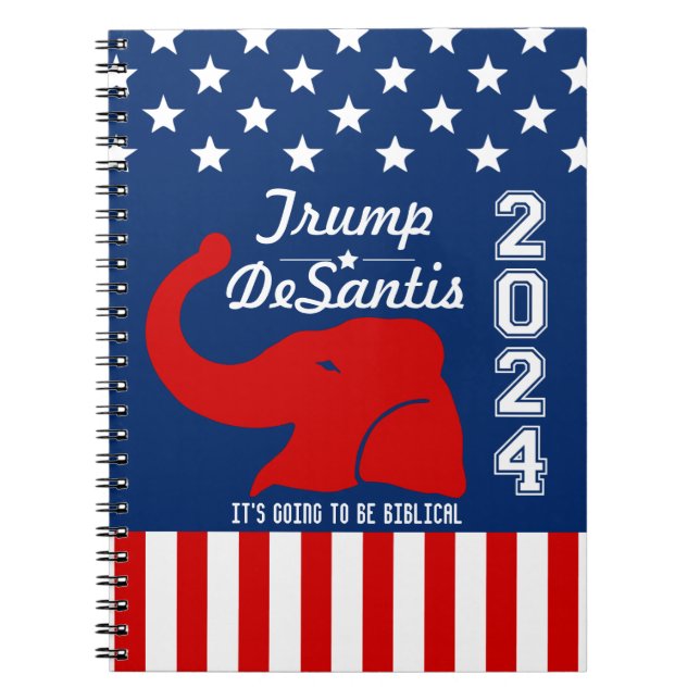 CADERNO ESPIRAL TRUMP DESANTIS 2024 BIBLICAL (Frente)