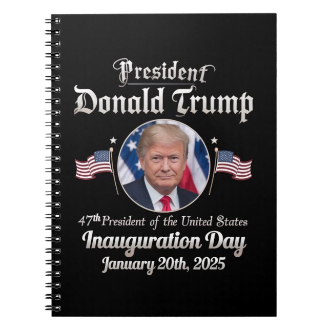 Caderno Espiral Trump Inauguration Day 2025 47th Presidente dos EU (Frente)